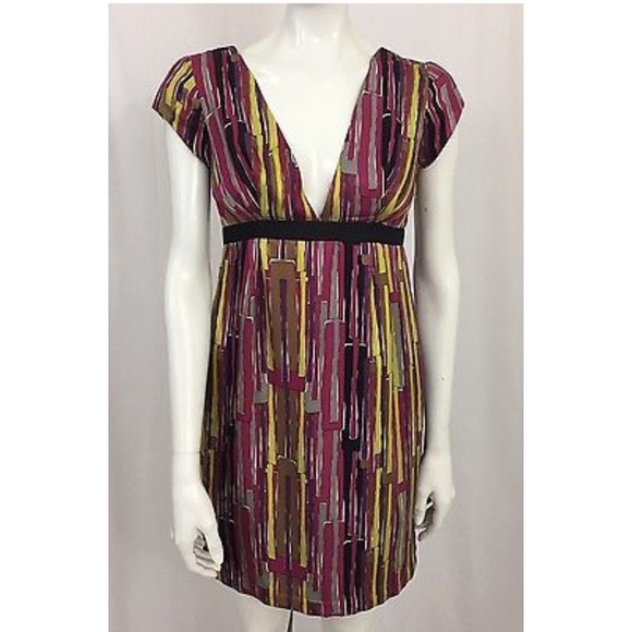Leona Silk Multi-color Dress Size 4 - Picture 1 of 5